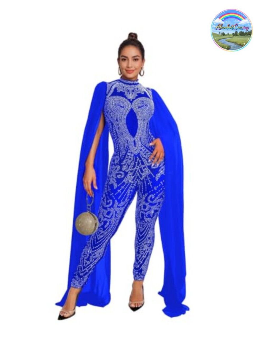 Rhinestone Jumpsuit Women Mesh See Through Romper Clubwear Long Sleeve